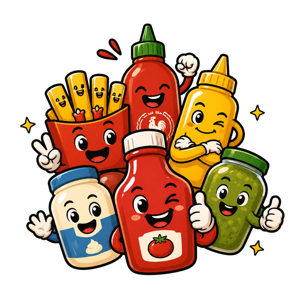 The Ketchup crew of condiment characters